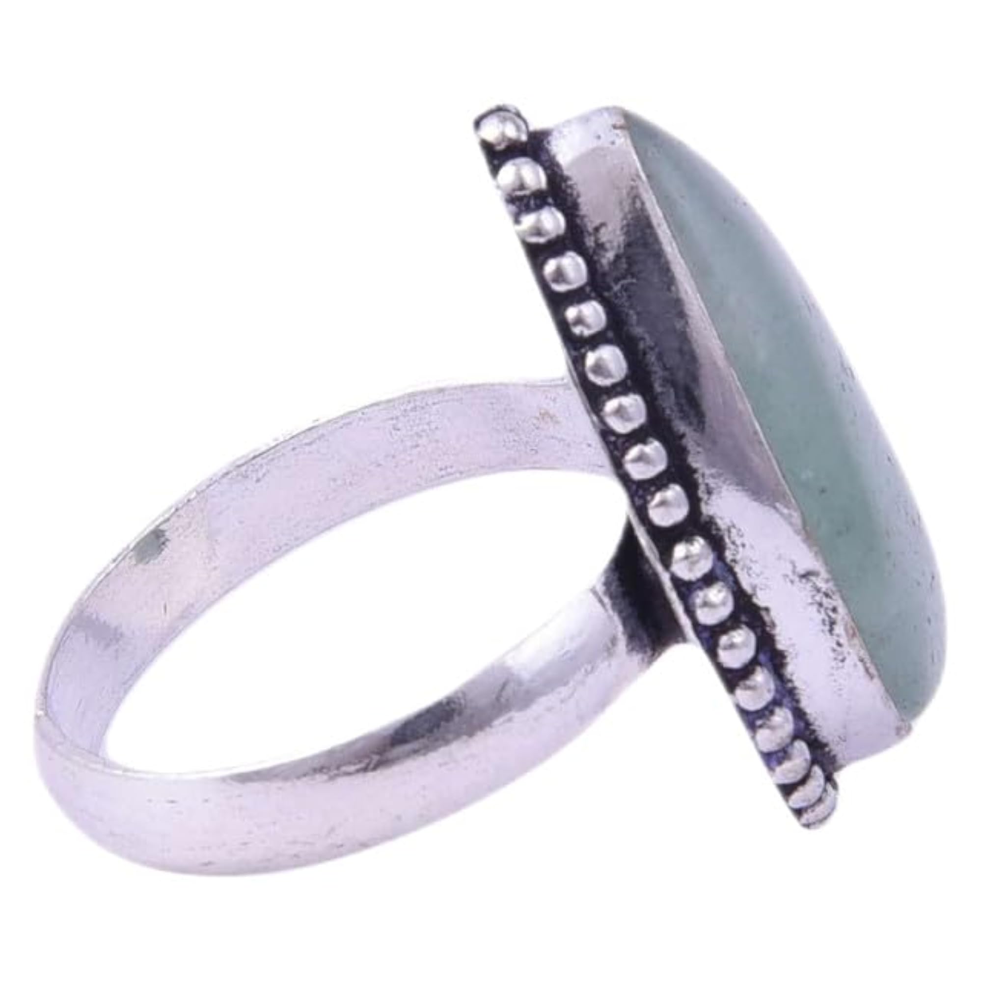 Semi Precious Green Aventurine Teardrop Ring, Unisex