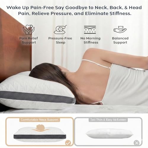 Image of AYKA Premium Microfiber Pillow for Sleeping | Super Soft & Fluffy Bed Pillow | 100% Virgin Microfiber Filling | Hypoallergenic, Breathable | Ideal for All Sleeping Positions 17x27 | White | Set of 2
