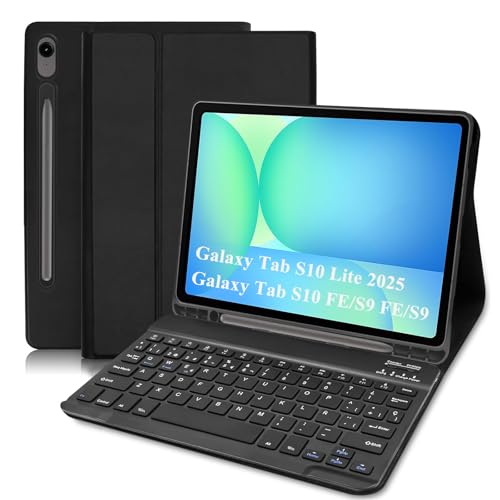 COEZFE Funda con Teclado para Samsung Galaxy Tab S10 Lite/ S10 FE 10,9 2025/ S9 FE 10.9 / S9 11 2023, Español Ñ Teclado con Funda para Samsung Galaxy Tab S10 FE / S10 Lite/ S9 FE / S9, Negro