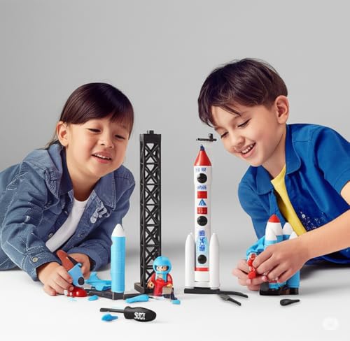 Image of Umadiya Take Apart Space Toys, Assemble Educational STEM Toys Spaceship Playset Space Shuttle, Rocket, Astronaut Figures Cake Decoration Space Cake Topper Gift for 3Yr+ Boy Girl