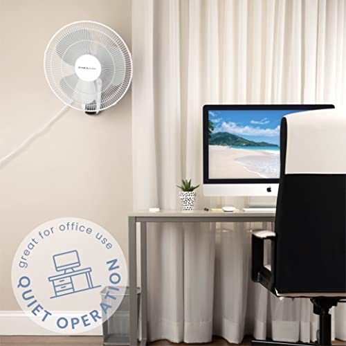 Nexair 16 Inch Oscillating Wall Mount Fan, Quiet Operating Room Fan With Remote Control, 3 Speed Wall Fan For Bedroom With 7.5 Hr Auto Off Timer, Adjustable Cooling Fan For Home, Office & Living Room #TOP4