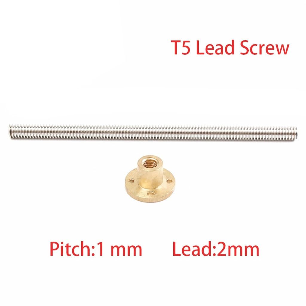 1 Stück T5 Leitspindel Picth 1 mm 2 mm, Länge 100/200/400/500/800/1000 mm Gewindestange, for 3D-Drucker + Messingmutter(1000mm)