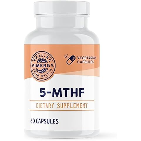 Vimergy 5-MTHF Capsules– Supports Brain & Cardiovascular Health* – Promotes Energy Production* – Kosher, Vegan & Gluten-Free – (60 ct.) Cover