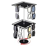 PH PandaHall 360° Rotierender Brillen Ständer Schwarz Sonnenbrillen Organisierer 2 Etagen Acryl Quadrat Brillen Ausstellungs Ständer für Tisch Kommode