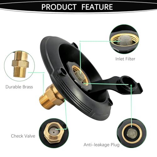 Image of RV City Water Fill Inlet Flange Connection Fittings with Check Valve fit RV Camper Trailer Marine Hose Water Inlet Connector Replacement for Connect 3 /4'' NH Female to 1 /2'' NPT Male (BLACK)
