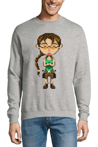 Pull en coton pour l'école gris fille motif cheveux bruns