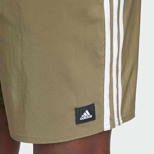 adidas Men's Standard 3-Stripes CLX Swim Shorts, Olive Strata/White, Small2