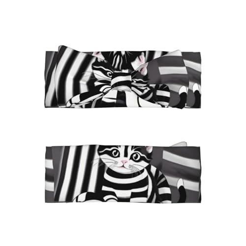 Black and white striped kitten Baby Bow Headband. Comfortable baby headband, suitable for daily wear and photo props.2
