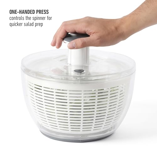 Image of Calphalon Aero 6.3-Qt Salad Spinner & Vegetable Washer, Fruit Cleaning Bowl with Built-In Strainer Basket for Lettuce, Greens, Produce & Kitchen Meal Prep