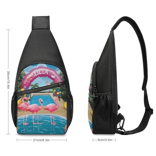 Sling Bag para mujer y hombre con diseño de flamenco y piscina miniatura 2