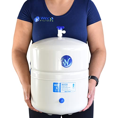 Image of Pressurized Water Storage Tank - Reverse Osmosis Water Tank with Stainless Steel Connections and Ball Valve - Water Filtration System Storage Tank 6 Gal & appx. 3.6 Gal Usable Capacity (ROT-6-W)