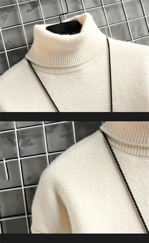 Men's Winter Turtleneck Sweater Solid Color Warm Knitted Sweater Casual Pullovers3