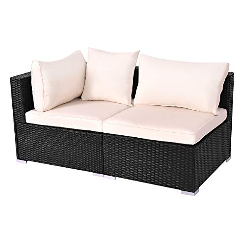 Tangkula Outdoor Wicker Furniture Set Infinitely Combination Cushion Wicker (1 Corner Sofa+ 1 armless Sofa) Tangkula Outdoor Wicker Furniture Set Infinitely Combination Cushion Wicker (1 Corner Sofa+ 1 armless Sofa)
