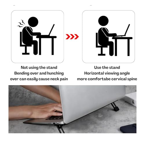 Image of 2PCS Mini Portable Laptop Stand - Adjustable Keyboard Holder with Three Angles, Foldable Invisible Notebook Feet, Ergonomic Cooling Support with Anti-Slip Pads for Desk Desktop