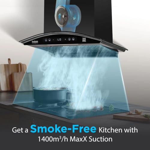 Image of Hindware Smart Appliances Sancia BLDC 60cm Kitchen Chimney | 1400 CMH | Filterless | Autoclean | Curved Glass | Motion Sensor, Touch Control | 12 Yrs Warranty on Motor, 3 Yrs on Product by Brand