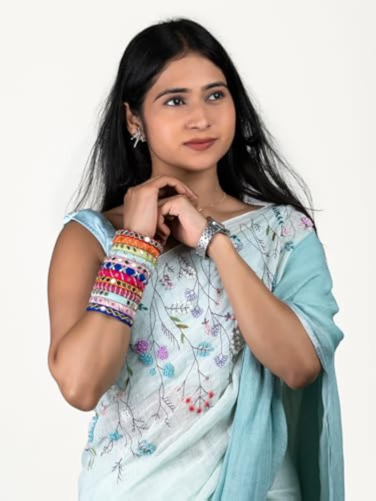 Aaina Multicolour Mirror & Gotapatti Bangles Set for Women & Girls