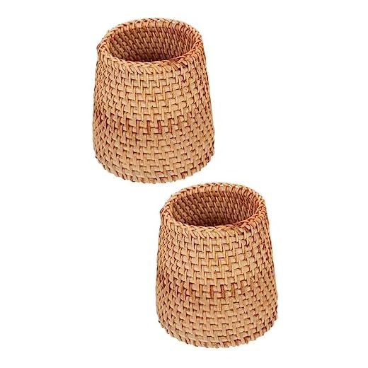 ABOOFAN 2pcs Hand Woven Rattan Pen Holder — Tiny Desk, Huge Style 2 Hand Woven Rattan Pen Holder (2pcs)