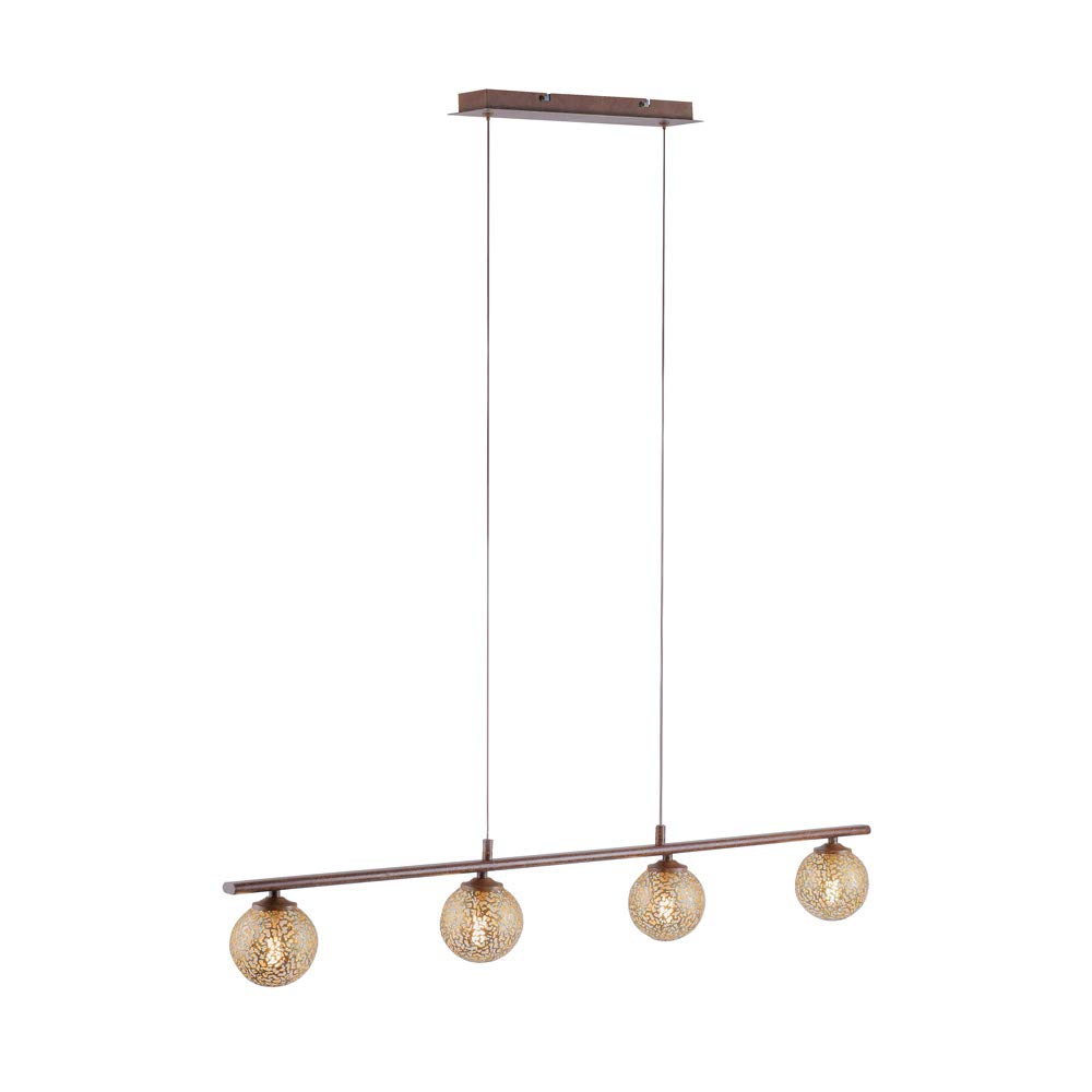 SellTec LED Pendelleuchte Kugel rost Landhaus, warmweiß G9 wechselbar Kugel