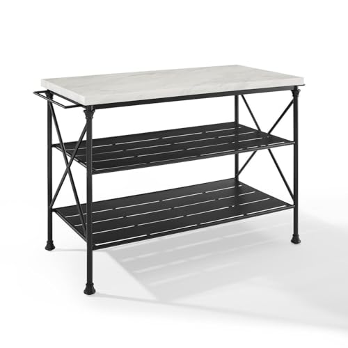 Maykoosh Retro Relaxation Kitchen Island, Steel Faux Marble