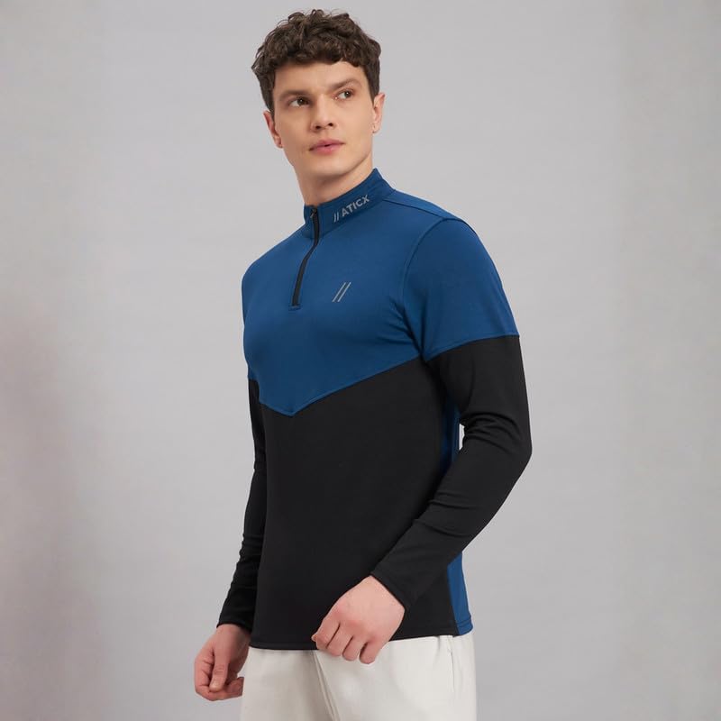 Image of ATICX Polyester Full Sleeve Compression High Turtle Neck Sports Jersey T Shirt for Men - Quick Dry Fit Gym Workout Top for Running, Swimming, Training, Cycling, Football, Badminton
