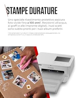 Canon Stampante fotografica portatile SELPHY CP1500 con kit carta, bianco - Stampante Bluetooth wireless con accessori - Compatta e leggera - Con 54 fogli di carta 4x6