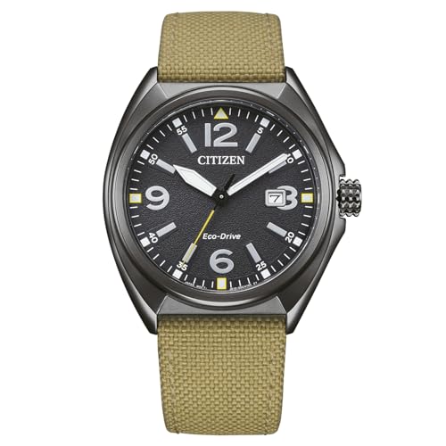 CITIZEN Eco-Drive - Reloj solar para hombre con 40 mm de diámetro y fecha en diferentes variantes, Negro / Correa de Cuero