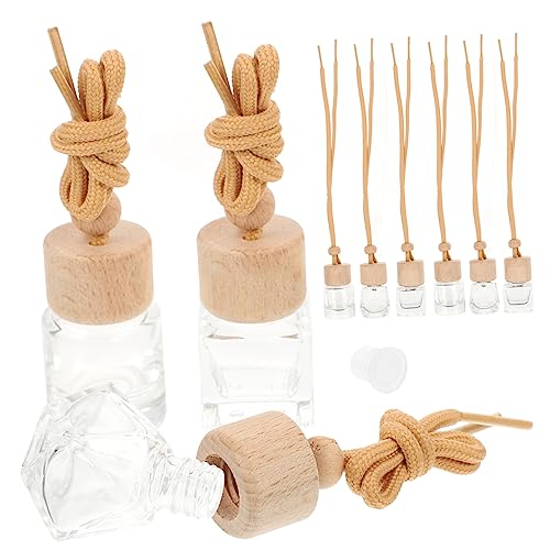 Mikinona 9Piezas Portátiles De Cuadradas Cilíndricas Contenedores De Vidrio Recargables Para Difusor De Perfume Vehículos