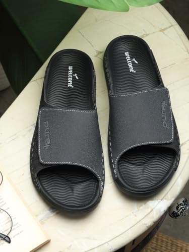 Image of URJO PURE Men's Sliders /Slippers Lightweight Super Flexible Arch Support Durable Anti Skid & Stylish Dailywear Sliders /Slippers for Men (URJO by Welcome)
