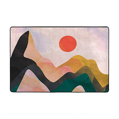 Tapis de sol en velours très doux CHEHONG rouge soleil décoration maison - 2