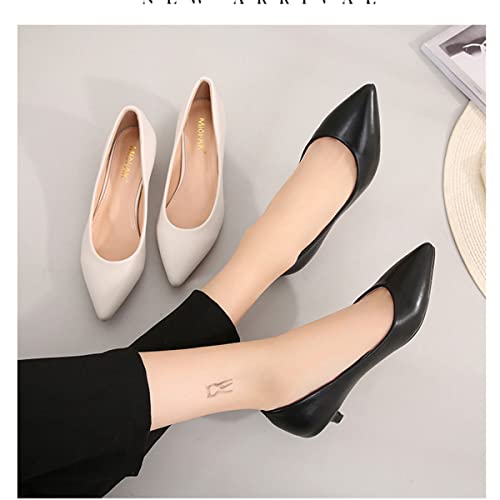 Womens Low Kitten Heel Pumps Pointed Toe Dress Pumps Slip On Office Low Heel Pumps2
