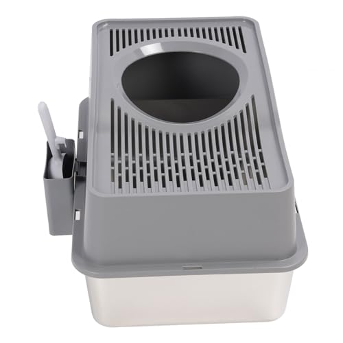 Arenero para gato semiencerrado acero inoxidable y plástico miniatura 1