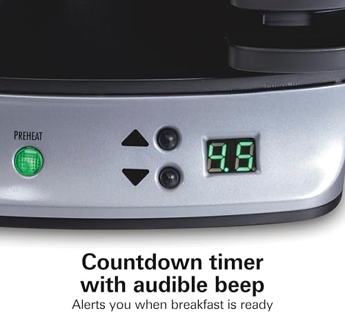 Hamilton Beach Dual Breakfast Sandwich Maker with Timer, Ready in 5 Minutes, Removable Dishwasher Safe PFAS-Free Non-Stick Egg Cooker Ring, Silver (25490C) - 5