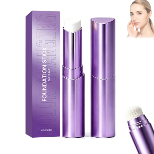 Facelove Foundation Stick 2-in-1 Color Changing Foundation Stick with Brush Moisturizing Long-Lasting Makeup for All Skin TypesNatural