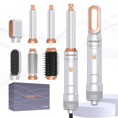 Image of 6 in ONE Blow Dryer Brush,Air Curling Iron Round Brush Blow Dryer 800W,Ionic Hair Dryer Brush for Women, Hot Air Brush Hair Styling Tools 100-120V