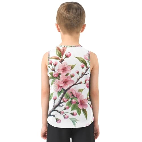 susiyo Pink Cherry Flowers Branch Boys Sleeveless Tank Top Girls Athletic T Shirt3