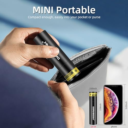 DARKBEAM UV Flashlight 365nm Black Light, Mini & Powerful Woods Lamp USB -C LED Rechargeable, Blacklight Flashlights Portable Pet Cat Urine Detector - Rock, Fluorescent Detection, Resin Curing