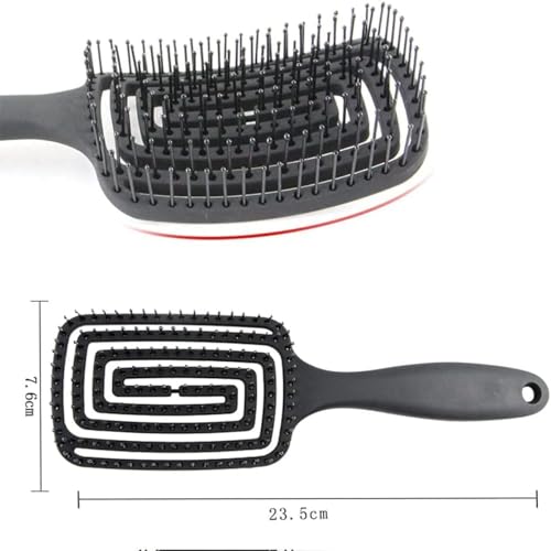 Image of Curved Vented Hair Brush for Fast Blow Drying, Professional Detangling Styling Brush for Wet & Dry Curly, Thick, Straight Hair for Women & Men (black)