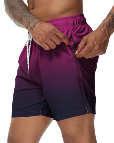 Image of Tyhengta Men's Swim Trunks Quick Dry Beach Shorts with Zipper Pockets and Mesh Lining