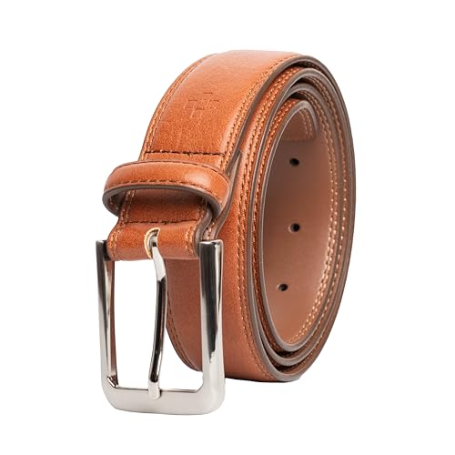 Vince Camuto Mens Belt | Double Stitch Detailing | Genuine Leather Belt