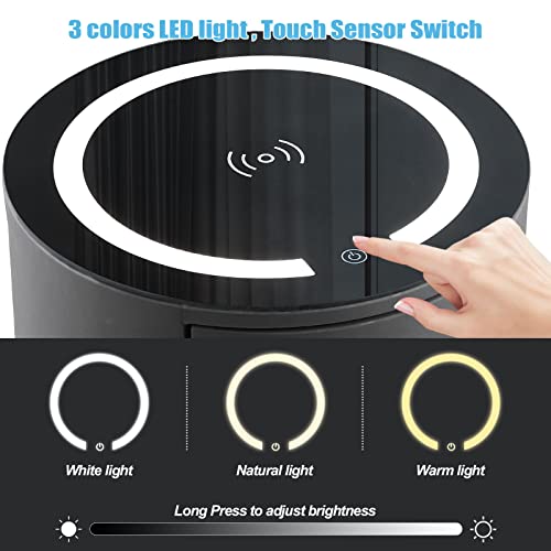 Tukailai Nightstand With Wireless Charging Station And Led Light, Modern Faux Leather Surface Bedside Cabinet With 3 Drawers, Smart End Side Table For Bedroom Living Room (Dark Grey) #TOP3