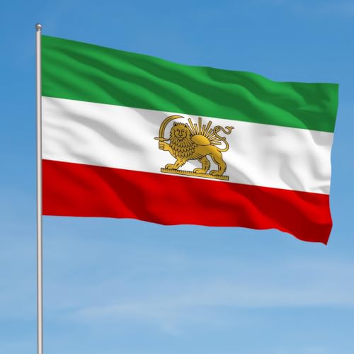 Image of AhfuLife Iran Lion Flag 3ft x 5ft for Party Decorations, 1Pc Large Iran Flags with Lion Double Sided Durable Polyester with Brass Eyelets for World Cup Home Garden Street Decorations Indoor Outdoor