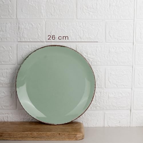 Image of The Earth Store Mint Ceramic Dinner Set of 8 Pieces Serving for 4, Microwave and Dishwasher Safe Plates & Bowls for Dining, Bone-Ash Free Crockery Set for Dining and Gifting
