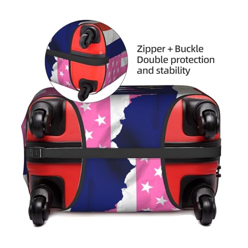 Cape Verde Verdean and America Flag Pink Universal Stretch Suitcase Cover Carry On Luggage Sleeve Anti Scratch Travel Baggage Protector for Unisex Women Travel X-Large4