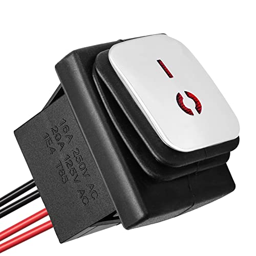 QTEATAK switches DPST AC/DC 20A-125V, 16A-250V, 30A-24V, 35A-12V, IP66 Waterproof on-Off, Glue Filled Waterproof, Kill Switch, Outdoor Electric Start Stop Pre-Wired Rocker Switch