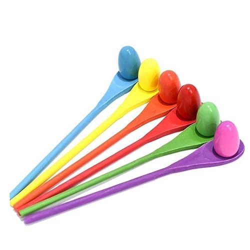 HONITANO Egg and Spoon Relay Race Sensory Integration Toy for Kids, Wooden Balance Stick Outdoor Playing Tool, Random Color, Training and Relay Game Equipment for Boys and Girls