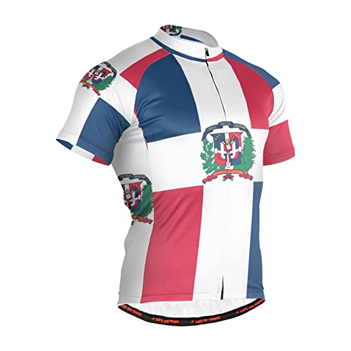 Dominican Republic Flag Men's Cycling Jersey Short Sleeve Bike Jacket Biking Bicycle Jersey Shirt