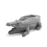 Esotec Wasserspeier-Figur Krokodil Klaus, Einzelfigur mit Schlauch, steingrau, Brunnenfigur, Wasserspiel für Wannen Miniteich oder Gartenteich, Quellstein, Polyresin 100751