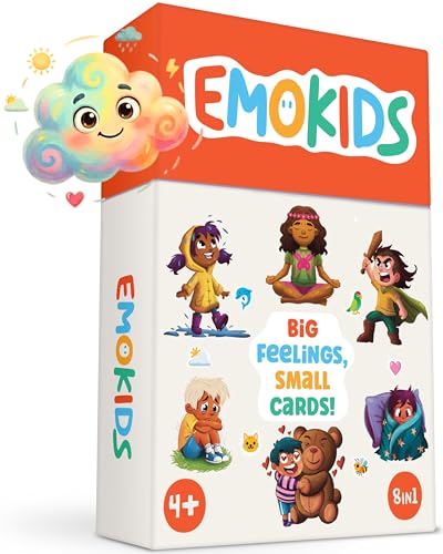 EmoKids   Juego de sentimientos e inteligencia emocional para niños (de 4 a 10 años) | 55 tarjetas ilustradas + 8 minijuegos | Ayuda a los niños a comprender y gestionar las emociones | Inspirado en