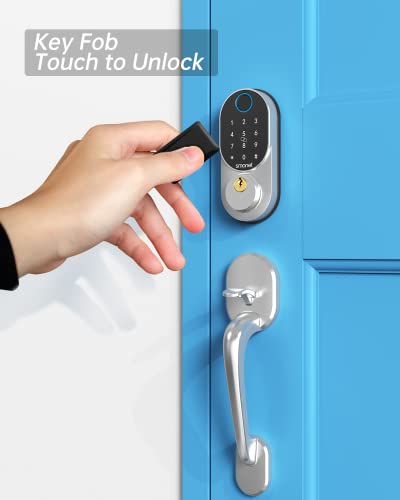 Fingerprint Keypad Door Lock With Handle, Smonet Keyless Entry Front Door Handle Set With Deadbolt Auto Lock,Electronic Biometric Digital Locks With Code,Fobs,Key,Security Home Gifts Combination Lock #TOP5