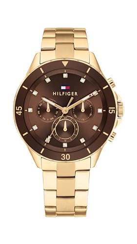 Tommy Hilfiger Multi Zifferblatt Quarz Uhr für Damen Kollektion mit Gelbgoldfarbenes Edelstahlarmband - 1782709